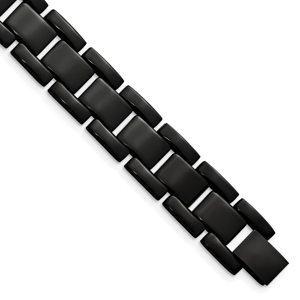 Kazi Luxury Chisel Stainless Steel Polished Black IP-plated 8.25in Link Bracelet